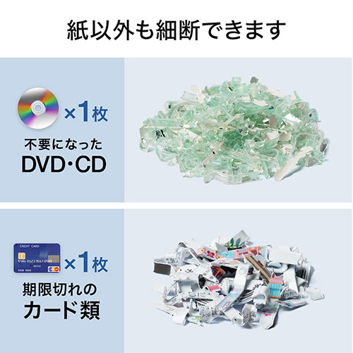 A3対応 電動シュレッダー 業務用 クロスカット A3 15枚細断 A4 25枚細断 60分稼働 ホチキス対応 カード DVD細断 400-PSD051