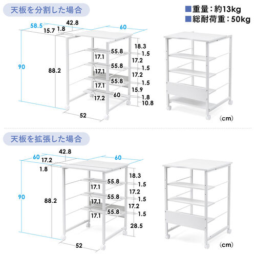シュレッダー収納ラック キャスター付き 幅60cm 奥行60cm 高さ90cm