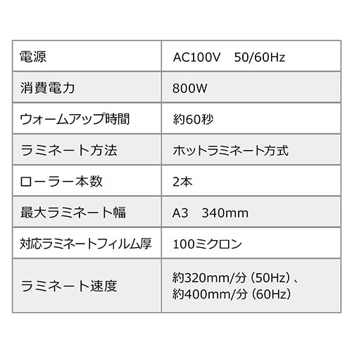 【アウトレット】A3ラミネーター パウチ加工 A3 A4 名刺 2本ローラー 60秒フォームアップ